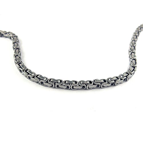 Mechanic Style Stainless Steel Mens Cross Byzantine Necklace Chain (Silver color)3