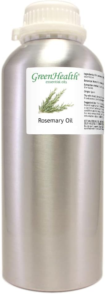 Rosemary Essential Oil – 32 fl oz (946 ml) Aluminum Bottle w/Plug Cap – 100% Pure – GreenHealth