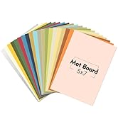 Mat Board Center, 20 Pack 5x7 Uncut Matte Boards, Assorted Colors Backing Matt Boards for Frames,...