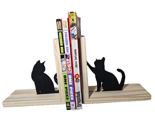 Porta Livros Com Decoração de Gato - Aparador de Livros Com decoração em Gatos Organizador de Escrit