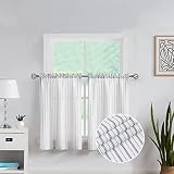 SXZJTEX Cafe Window Curtain Tiers Boho Rustic Striped Sheer Pinstripe Small Window Drapes Rod Pocket