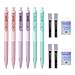 WRITECH Up Mechanical Pencil Set: 6ct Pastel Mechanical Pencils 0.7mm with 4 Tubes of HB Lead Refills and 2 Extra Erasers for Writing Drawing Sketching Drafting
