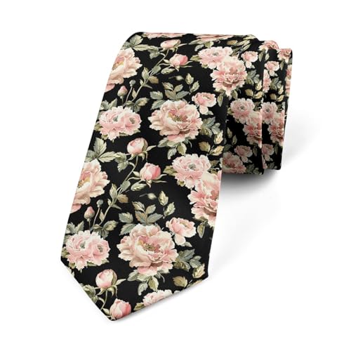Corbata De Boda Flores Negras, Rosas Y Verdes Moderno Corbata Formal Corbatas De Hombre Para Negocios Eventos Fiesta