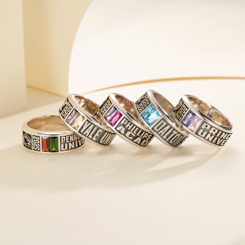 callie Custom Class Ring for Men - Personalized High School College Graduation Ring 2025 2026 with Birthstone, 925 Sterling Sliver, Jewelry Gifts for Son Daughter (With Gift Box)2