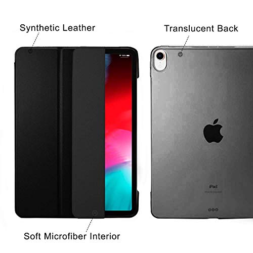 Image of DuraSafe Cases for iPad PRO 11 Inch 1st [ PRO 11 2018 1 Gen ] A1980 A1934 A2013 A1979 MTXN2HN /A MTXP2HN /A MTXR2HN /A Trifold Hard Smart PC Translucent Back Cover - Black