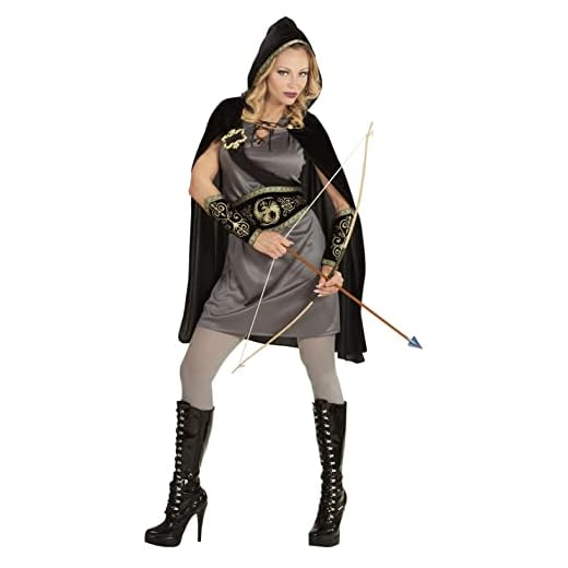Widmann 98784 – Vuxen kostym bågskytte, klänning, bälte, axelrem med spänne, armvärmare och kappa, karneval, karneval, karneval, temafest