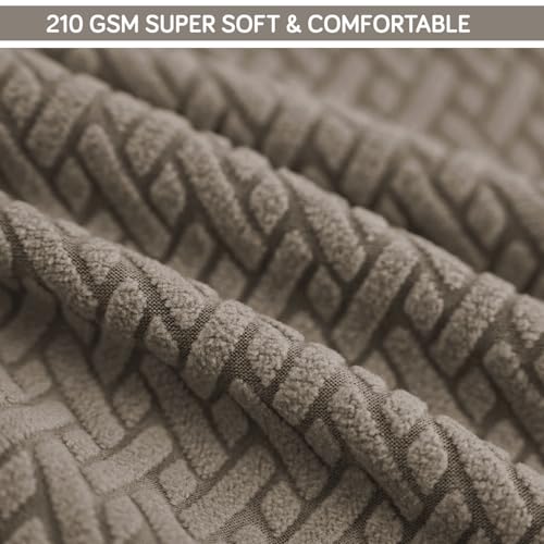 Image of HOKIPO Premium Jacquard Fully Covered Cover for Swivel Dining Chair with Arms, Pack of 4, Taupe Brown (AR-5356-KHK*4)