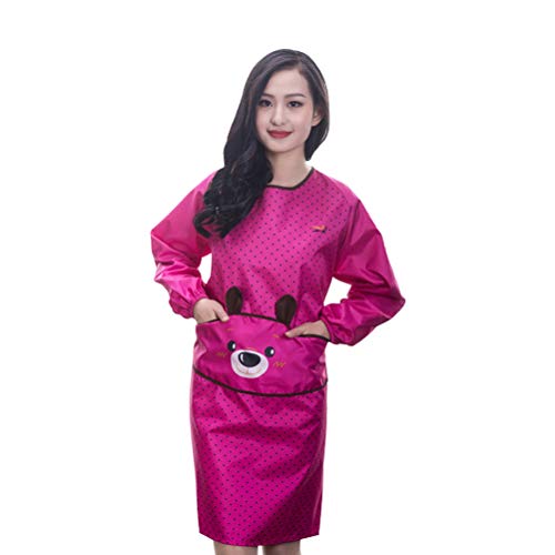 Lzttyee Stylist Salon Smock Jacket Waterproof Haircut Cape Barber Cartoon Apron,Kitchen Apron,Nail Tech,Massage Therapist (Rose Red)