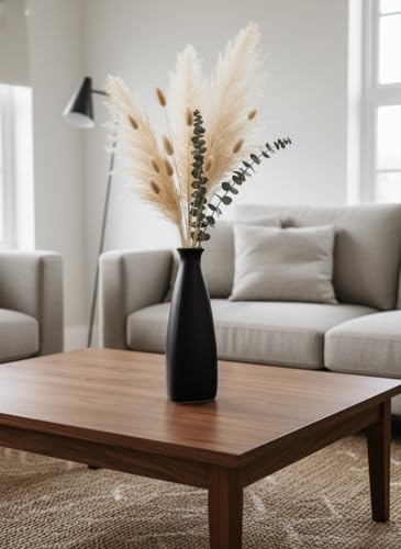 Image of Bliss Hohm Bottle Decorative Vase for Home Decor and Gifting, Black Triangular Bottle Flower Vases Room Decoration Items, Wall Tabletop showpieces