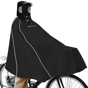 Andake Poncho de pluie de vélo pour homme et femme - Imperméable - Poncho de pluie pour homme et femme, Noir , taille unique