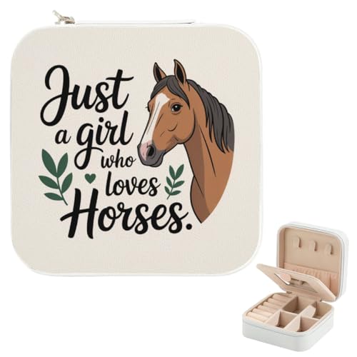 Horse Gifts for Girl Women Just A Girl Who Loves Horses Small Jewelry Case Birthday Gifts Christmas Easter Gift Cute Travel Jewelry Box for Daughter Sister Horse Lovers Gift