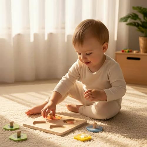 EHJRE Children Cognitive Puzzle Animal Matching Board Wooden Puzzle Lift and Place Pieces with Knobs Engaging Play for Observation and Comparison Suitable for Parent Child Play - Image 4