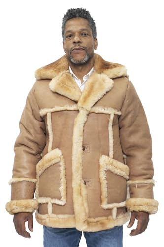 Infinity Leather Mens Designer Beige Long Winter Real Sheepskin Coat2