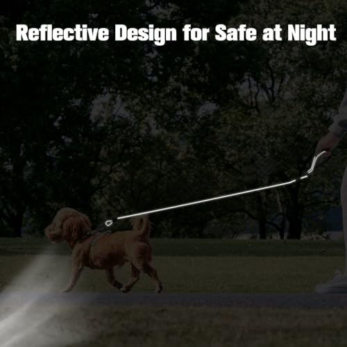 Image of Mihachi Chew Proof Dog Leash, 6FT Sturdy Reflective Cable Lead with Padded Handle & Rock Climbers Carabiner for Small Medium Large Dogs Outdoor Walking, Climbing, Training, Silver