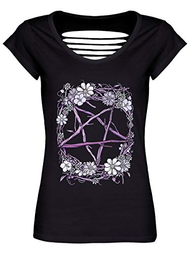 Image of Grindstore Women's Pagan Pentagram Razor Back T-Shirt Black