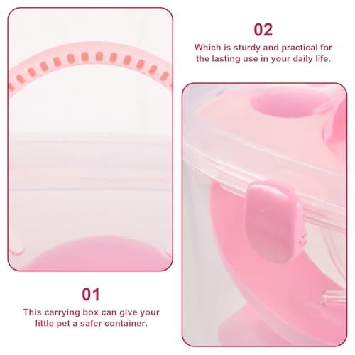 Jaula portátil para hámster Toddmomy de plástico rosa para viajes 4