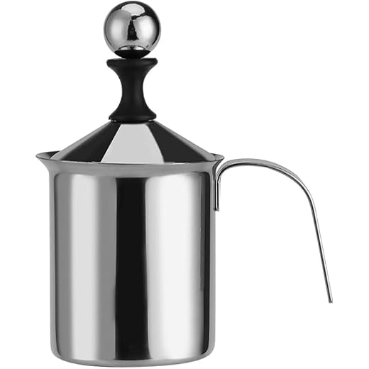 GOHIMO Stainless Steel Milk Frother, for Hot and Cold Coffee, Coffee Foam Maker, Double Froth Pump (400Ml)