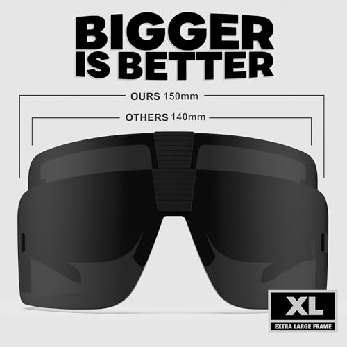 WISTON XL Z87 Sunglasses for Big Heads Men Women,Sports Sunglasses for Cycling Golf ANSI Z87 Sun Glasses UV Protection 8227 Red2