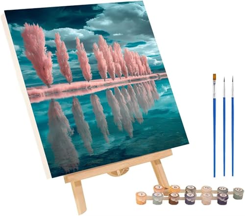 木 数字油絵 DIY Paint by Numbers for Adults 風景 数字塗り絵 キット 大人用 初心者向け、 ペイントバイナンバー 大人のクラフト Paint by Numbers ホームウォールデコレーション用 誕生日プレゼント女性 50