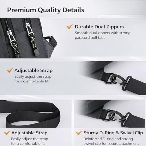Image of Sling Bag for Men & Women- Crossbody Sling Bag for Travel, Cycling & Hiking | Waterproof Shoulder Bag with Compartment and Zipper Pockets