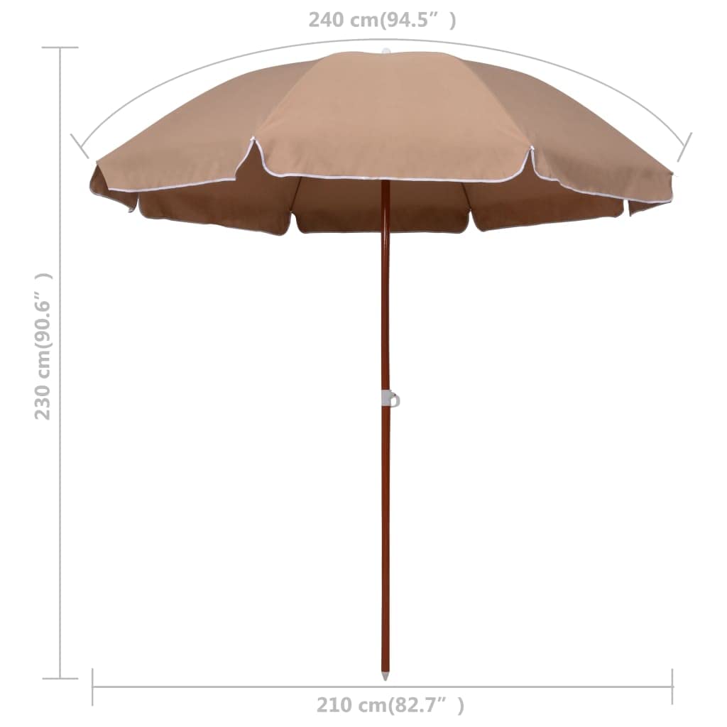 Ombrellone da giardino, balcone, con asta in legno, 400 x 300 cm, nero, adatto per balcone, spiaggia, terrazza, talpa, 210 x 230 cm (Durchmesser x H)