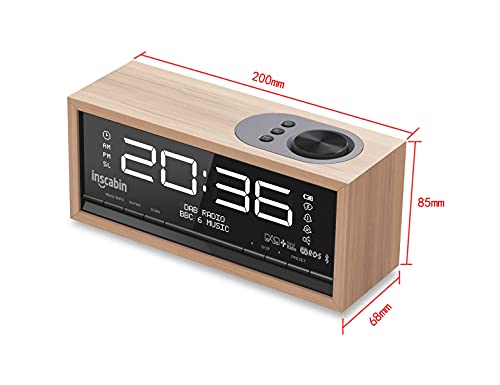 Inscabin C1 DAB/DAB+ FM Digital Radio Alarm Clock with Large Screen/Bluetooth/Portable Wireless Speaker with Bluetooth,Stereo Sound,Beautiful design for Bedroom Kitchen Office (white) - Image 6