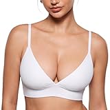 INLYRIC Women's Inbarely Outwear Longline Triangle Bralette Plunge Unlined No Underwire Yoga Sports Bra Crop Tank Top White Large