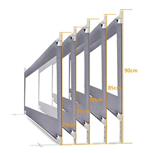Valla de cama plegable y anticaídas de 120 cm gris con elevación vertical para niños 7