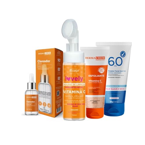 Kit Skin Care Limpeza de Pele Completo Vitamina C Mousse Limpeza Facial