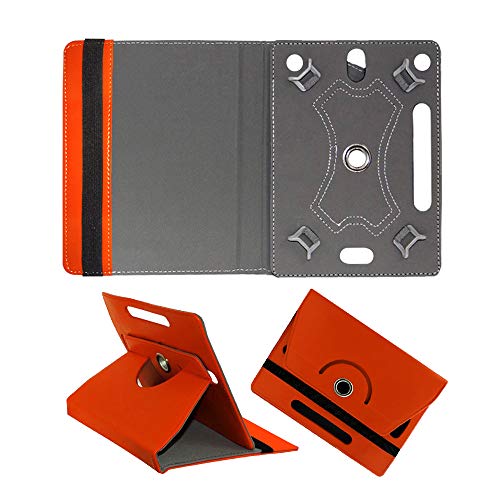Image of Fastway Rotating Leather Flip Stand Case for DOMO Slate SL36 OS9, Orange | SC 10.1-Inch Tablet, Rotating Design