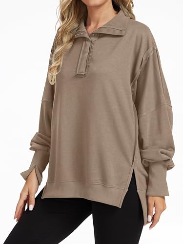 RUBZOOF Oversized Sweatshirt for Women Trendy Button Henley Neck Pullover Long Sleeve Tops Casual Fall Clothes XS-XL3