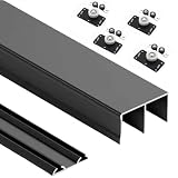 Generico Binario for Porta Scorrevole, Adatto a Pannelli Spessi 0,55~0,7", Binario Inferiore concavo for Binario for Porta Scorrevole di armadi/armadi(Grey,220cm)