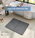 Stone Mat de bain, Diatomée Terre Mat de baignoire avec séchage rapide, pliable Quick Dry Tapis de bain en diatomite pour salle de bains, antidérapant, facile à nettoyer, 60cm x 40cm (Gris)
