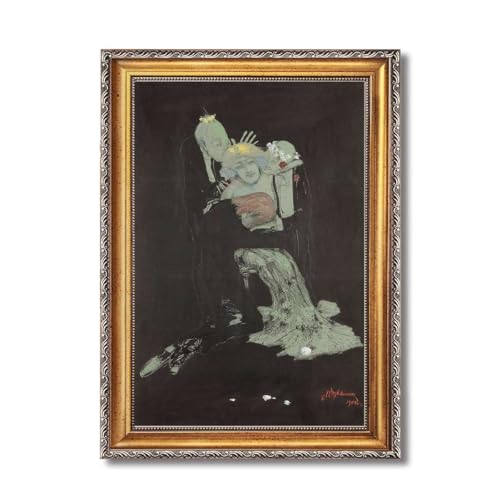 Framed couple embracing with flowers Poster Canvas Print Art Vintage