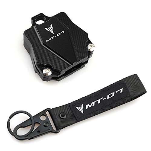 Porte-clés De Moto SXHM Yamaha MT07 MT-07 2015-2021 Universel Noir Élégant Broderie Exquise Boutons En Métal Aluminium CNC Anneau Fendu Housse De Coque De Clé 16 cm X 2,5 cm 1 Set Black 1 Unité