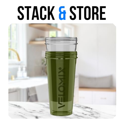 Image of VELOMIX -2 Pack- 28 oz Protein Shaker Bottles for Protein Mixes - 2x Wire Whisk | Leak Proof Shaker Cups for Protein Shakes and Pre Workout | Protein Shaker Bottle Pack (Forest Green)