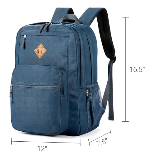 Image of ZORFIN 26L Backpack for College, and Travel: Water Resistant Bookbag - Navy Blue