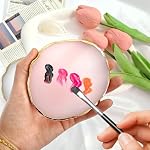 Palette d'Art pour Ongles en Résine 2Pcs, Palette de Vernis à Ongles, Support d'Ongles à Bord Doré, Outils de Mélange Cosmétique pour l'Art des Ongles (Blanc, Rose)