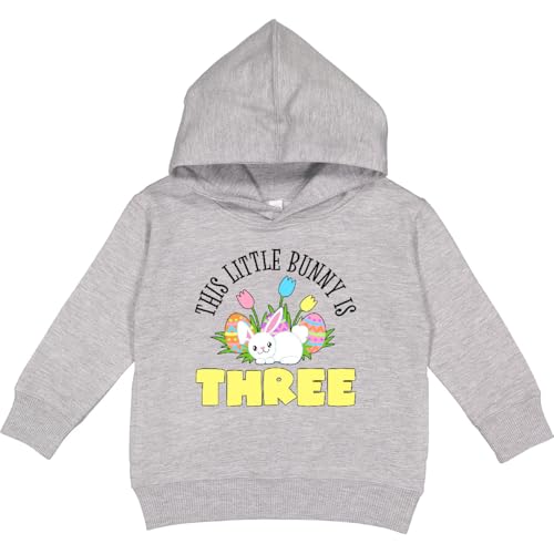 inktastic This Little Bunny Is Three- Cute Easter Birthday Toddler Hoodie 4T Heather 4512a