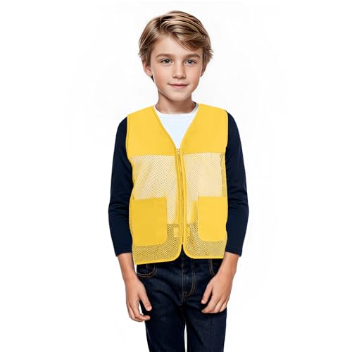 TopTie Kids Unisex Volunteer Vest Advertising Zipper Mesh Vest with 2 Pockets2