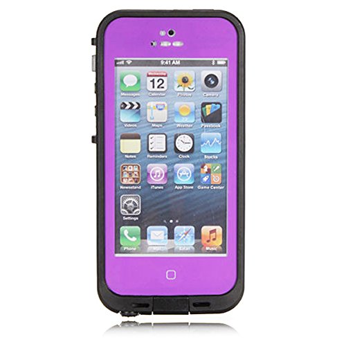 iPhone 5 Waterproof Case, iPhone 5S Waterproof Case, Zoumba Waterproof Shockproof Full Body Skin Case Cover Pouch for iPhone 5 Multi Purpose Protective Skin for water, shock, snow, dirt - Purple