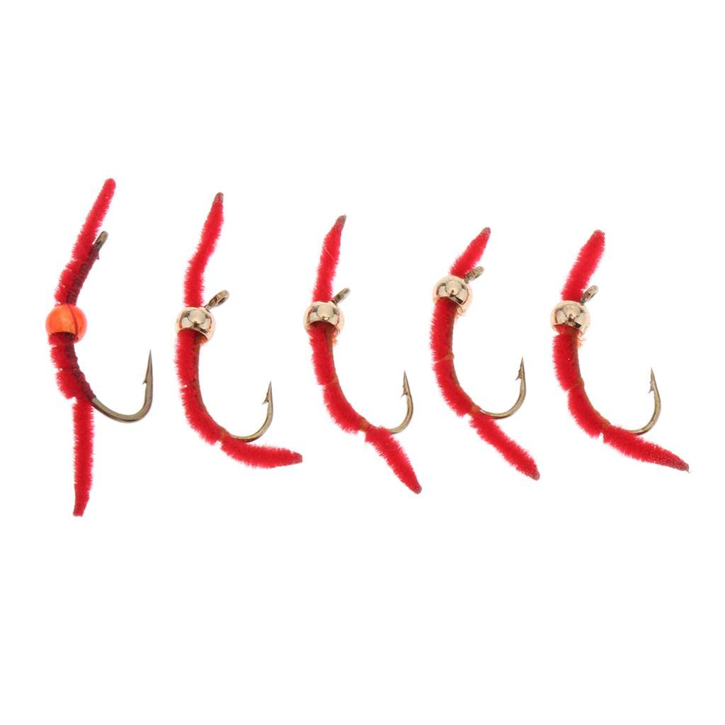 Enakshi® 5 Pieces San Juan Squirmy Wormy Trout Worm Fly Assortment Fishing Flies Red|Sporting Goods | Fishing | Baits, Lures & Flies | Flies-image-8