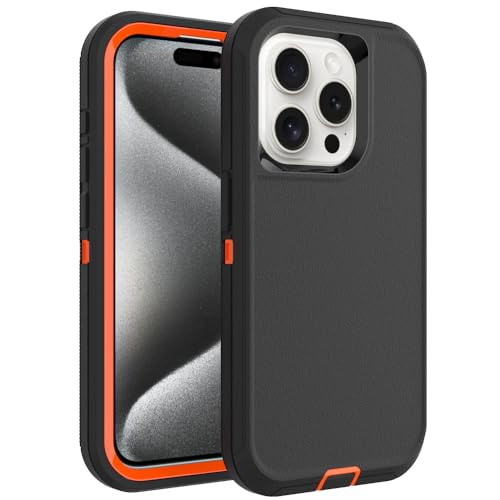 Image of for iPhone 16 Pro Case [6.3 inch], Heavy-Duty Tough Rugged Shockproof Drop Protective Cover Phone Cases, Black+Orange