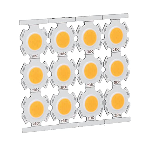 12 piezas de chips LED, cuentas de lámpara LED, componente emisor de luz COB, 5 W de alta potencia, 15-17 V para focos de bricolaje, lámpara de techo con luz empotrada(Luz calida),cuentas de lámpara
