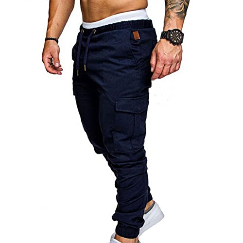 Men's Pants Pure Color Sports Trouser Elastic-Waist Gym Pants Men Casual Pants,5,3X #TOP2