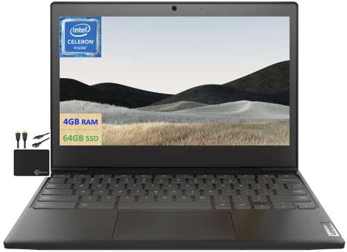 2022 Newest Lenovo Lightweight Chromebook 3 11.6' HD Screen Laptop Business Student, Intel Celeron N4020 Dual-Core, up to 2.8 GHZ, 4GB RAM, 64GB eMMC Storage, WiFi 5, Webcam, Chrome OS +MarxsolCables