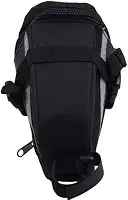Bolsa de Selim para Bicicleta, Preta, com Faixas Refletivas, 15 cm, Compartimento Expansível, Acessório para Ciclismo