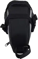 Bolsa de Selim para Bicicleta, Preta, com Faixas Refletivas, 15 cm, Compartimento Expansível, Acessório para Ciclismo