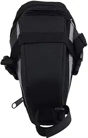 Bolsa de Selim para Bicicleta, Preta, com Faixas Refletivas, 15 cm, Compartimento Expansível, Acessório para Ciclismo