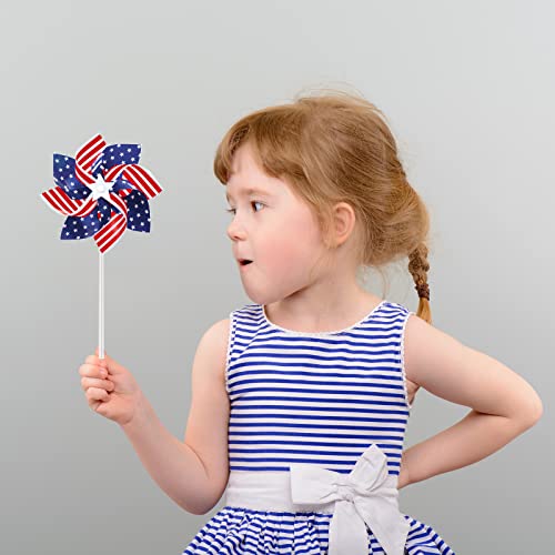 12 Pack 8 Inches American Flag Patriotic Pinwheels Windmill Wind Spinner For Yard Garden Lawn Fourth Of July Independence Day Party Decorations #TOP4